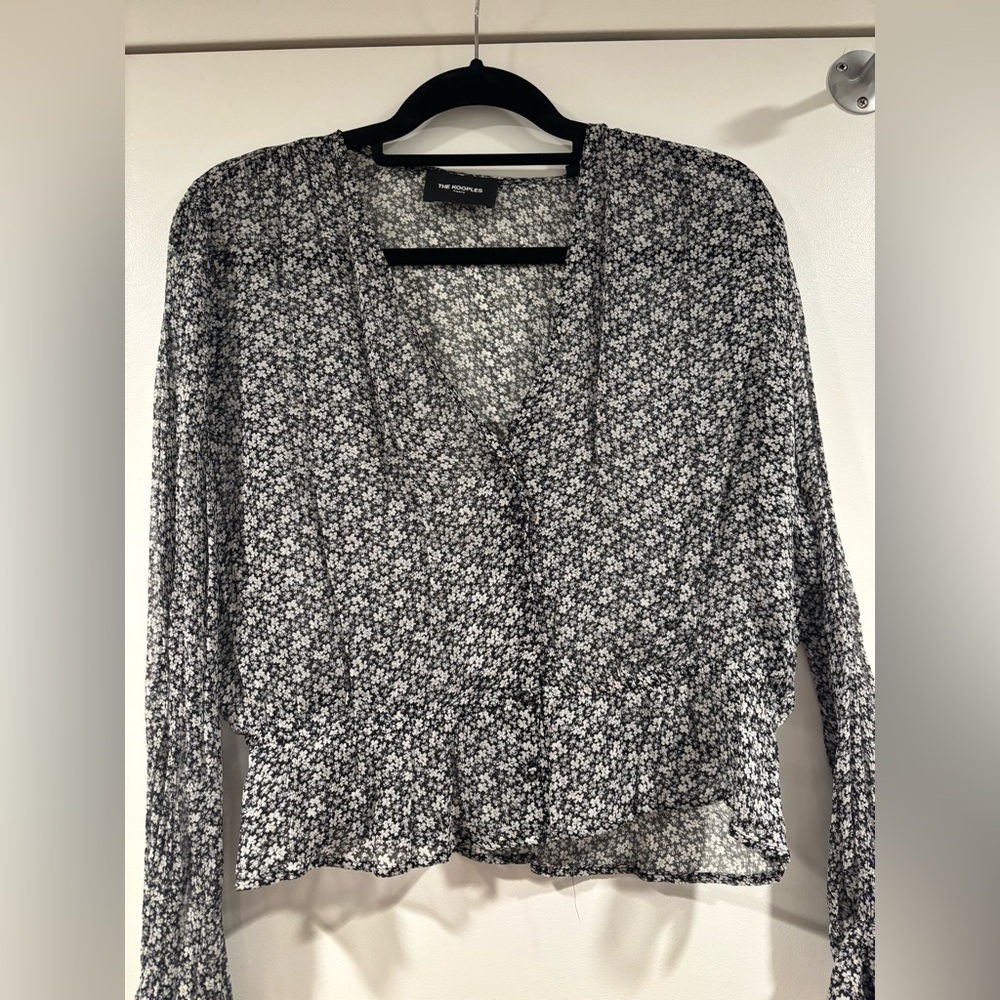 The Kooples Monochrome Floral Blouse